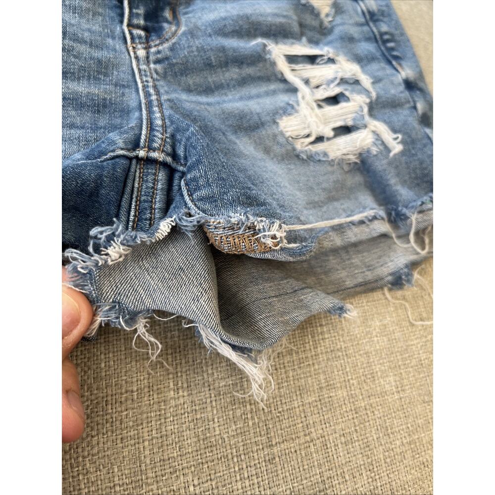 American Eagle Sz 4 Shorts Hi-Rise Shortie Distress Denim Khaki LOT of 2 Pairs - Picture 6 of 14